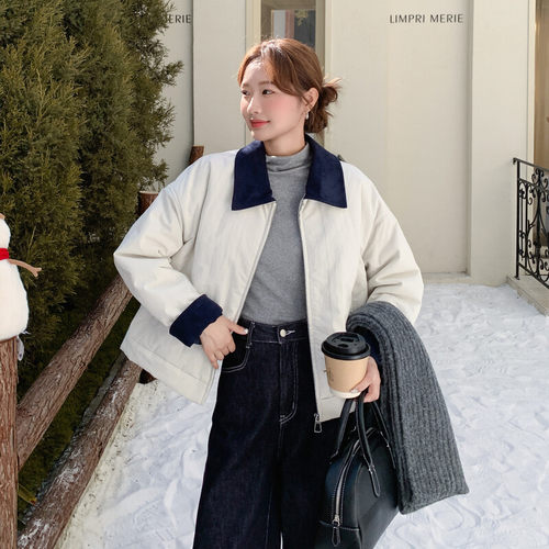 现货主推！！拼接棉衣2C203-5573=-5370黑白洋气保暖