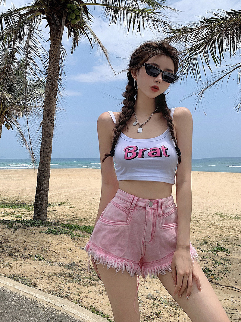 短裤2022年夏季粉色牛仔女新款
