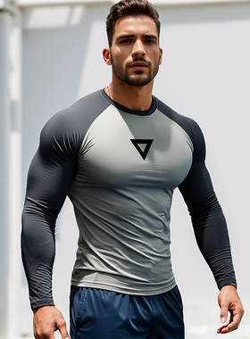 MCPW 速干健身长袖加绒运动T恤男训练跑步上衣秋冬高弹紧身打底衫