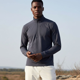MCPW 半拉链加绒运动t恤秋冬男立领速干高弹户外跑步训练健身长袖