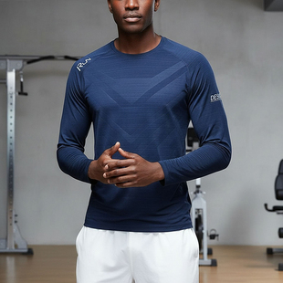 透气圆领体恤汗衫 MCPW 健身衣服速干运动休闲打底衫 t恤男长袖 秋季