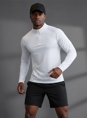 MCPW 男速干运动健身长袖T恤半拉链撸铁训练弹力透气舒适加绒上衣