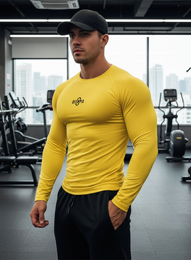 MCPW 速干上衣健身训练T恤透气长袖弹性紧身跑步运动打底衫男秋冬