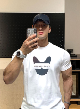 MCPW 潮牌休闲上衣短袖运动T恤男圆领印花痞帅美式夏季240315C