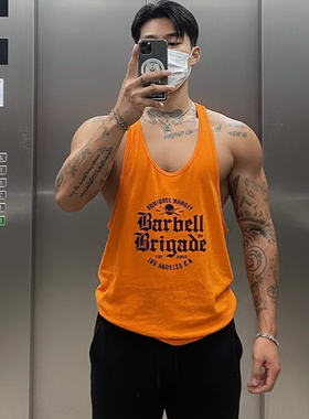 MCPW 工字健身背心男透气夏季美式印花运动训练肌肉上衣231215C