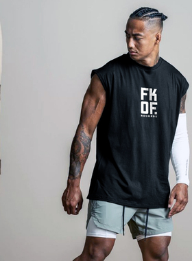 MCPW 无袖男健身衣运动t恤肌肉训练背心宽松坎肩上衣夏季240312B