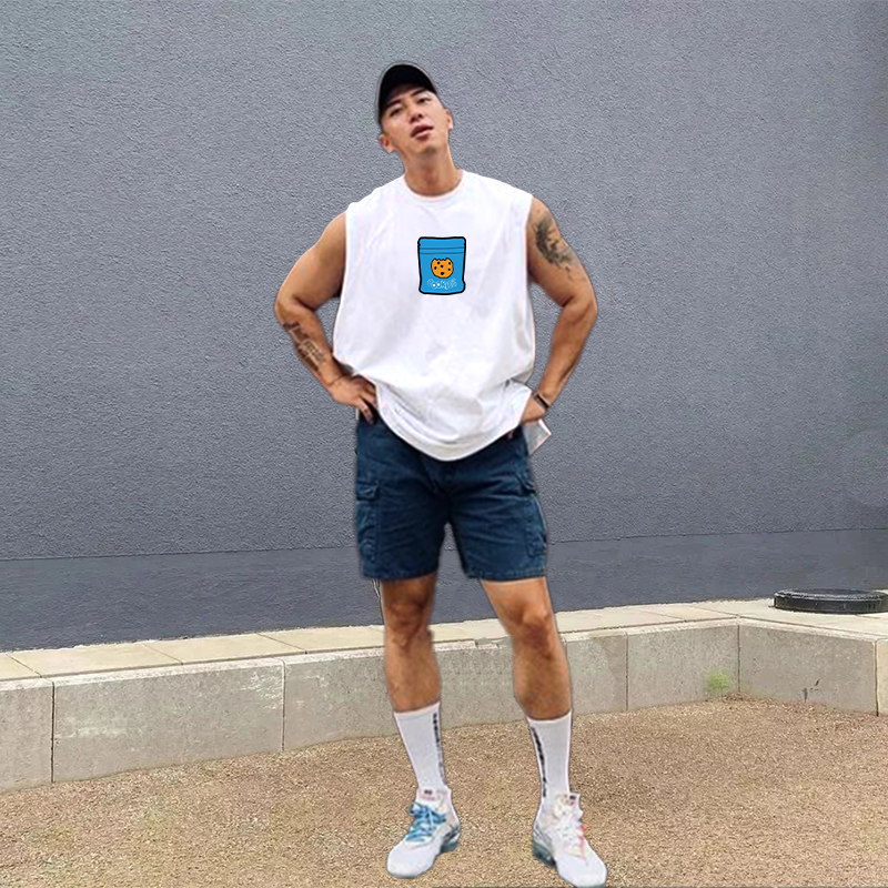 MCPW 背心男休闲圆领无袖坎肩潮牌夏季美式上衣运动汗衫240104A