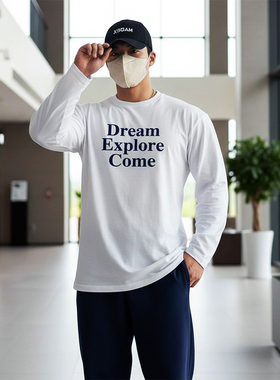 MCPW 休闲宽松长袖t恤秋季印花圆领打底衫运动健身上衣男250629B