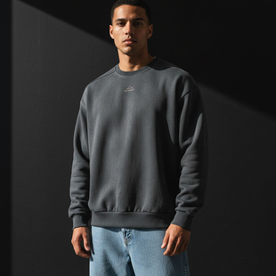 MCPW 刺绣上衣 质感麂皮绒圆领卫衣男分割设计350g重磅复古打底衫