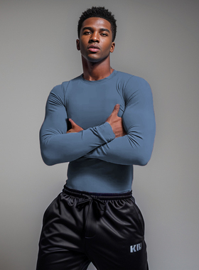 MCPW 高弹跑步健身衣服男速干训练长袖T恤磨毛秋冬保暖运动紧身衣