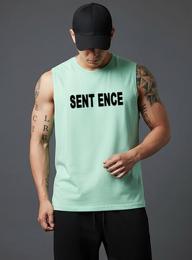 MCPW 无袖背心男休闲圆领坎肩夏季美式运动T恤健身上衣240108G