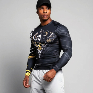 秋冬GYM速干运动肌肉器械训练上衣打底衫 MCPW 紧身t恤男健身长袖