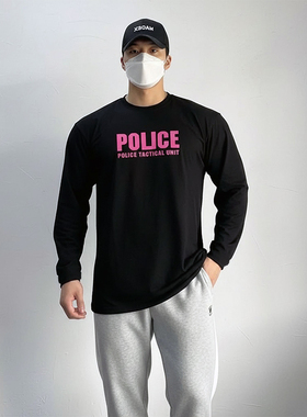 MCPW 宽松圆领长袖t恤秋季运动健身衣服男美式休闲打底衫250629A