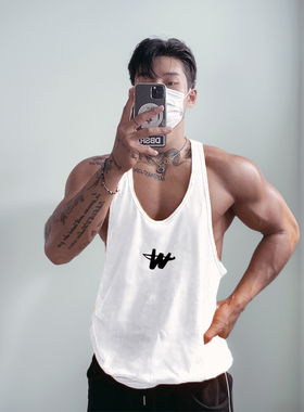 MCPW 吸湿健身背心男无袖t恤撸铁运动工字跑步综合训练服250117A