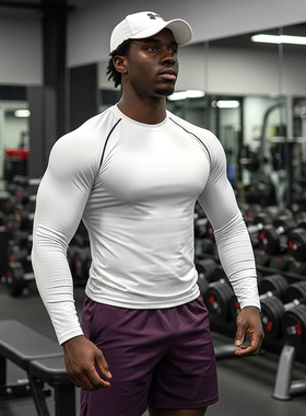 MCPW 运动训练速干T恤上衣长袖男子秋冬跑步打底衫透气弹力健身衣