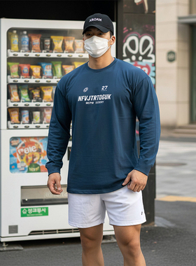 MCPW 健身长袖T恤男圆领运动衣服美式潮牌休闲打底衫宽松250318A