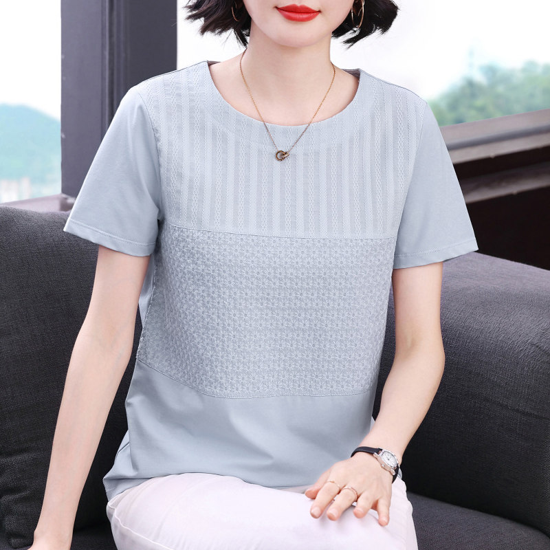 妈妈短袖t恤女 新款2026夏装减龄纯棉衣服半袖小衫中老年体恤上衣