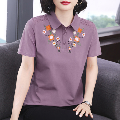 不起球不褪色不缩水减龄绣花上衣