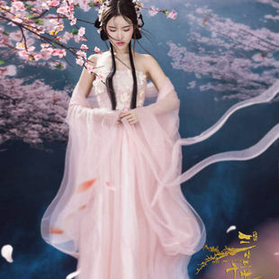 古筝襦裙古装 汉服仙女裙cos白侠客清新淡雅 服装 三生三世白浅同款