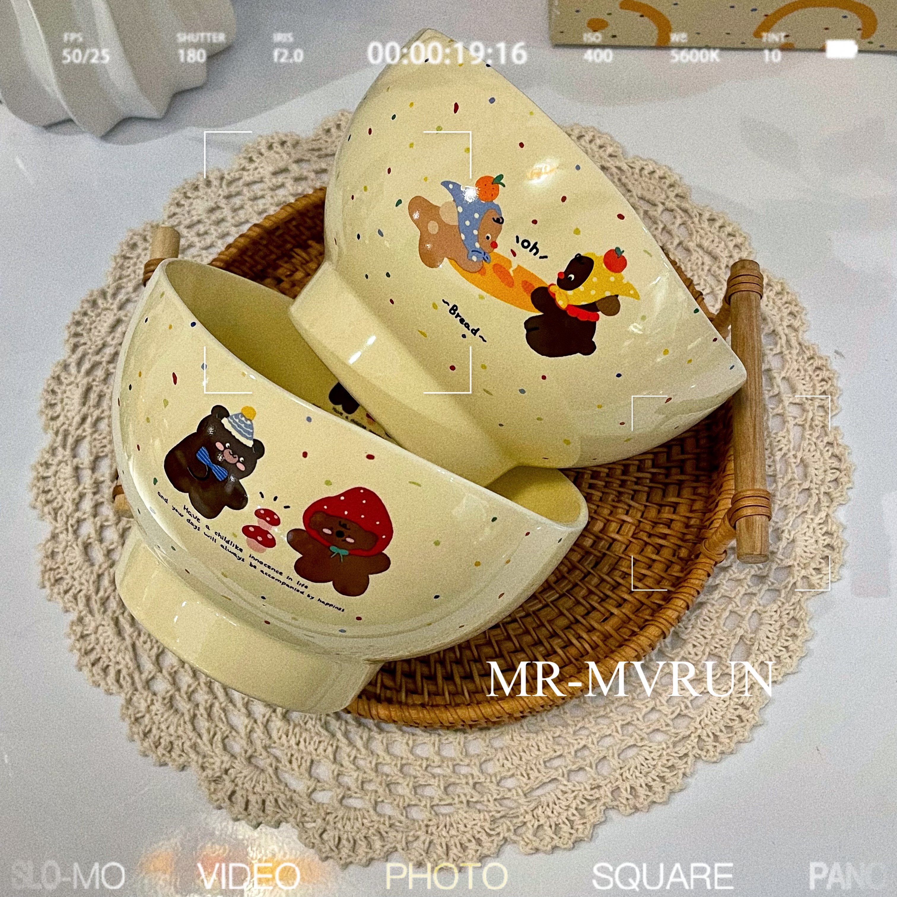 创意卡通波点陶瓷餐具套装家用饭碗盘子碗盘勺子高颜值高脚碗碟