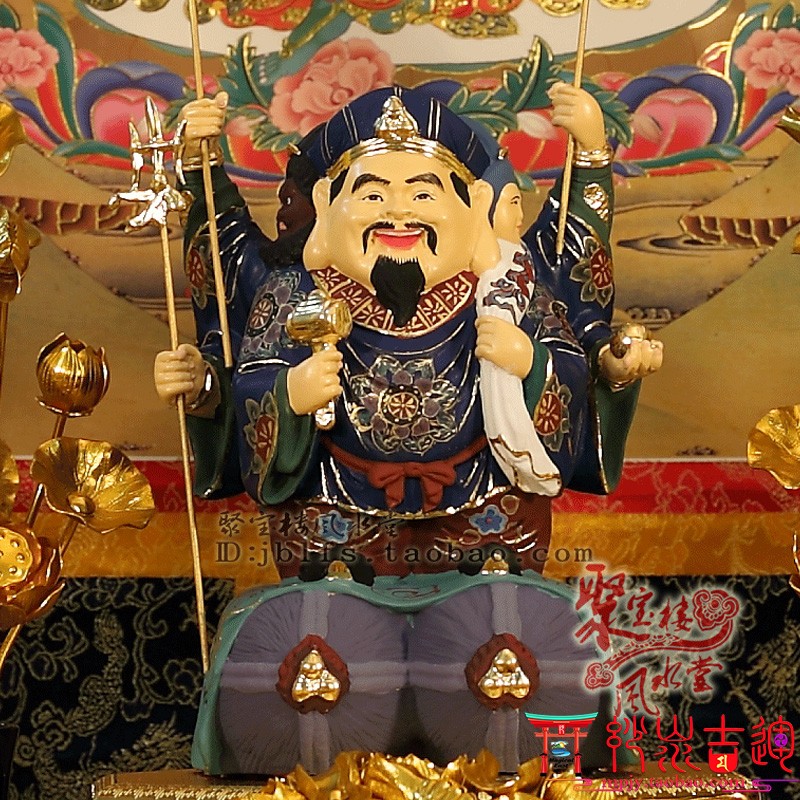 妙汖吉运 唐密正品彩绘描真金 三面大黑天神 三面大财神 摩诃迦罗