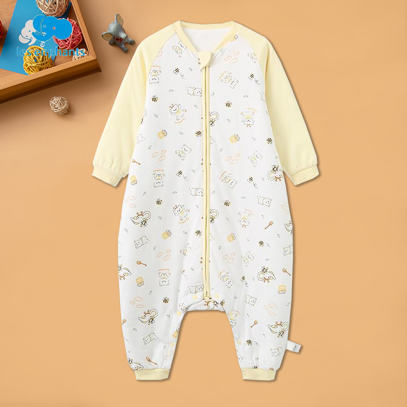 丽婴房婴儿宝宝分腿睡袋全棉儿童夹棉防踢被秋冬厚款睡衣1-4岁