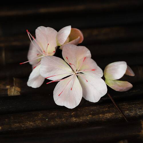 手工非遗缠丝绒花小桃花发夹