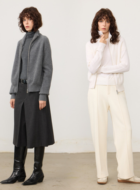 Chicnine |羊绒拉链款开衫毛衣宽松秋冬季新款毛针织衫时尚休闲女