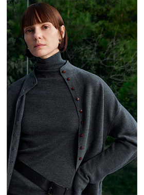 Chicnine | 一排扣开衫外套两穿针织开衫羊绒毛衣简约小香风显瘦