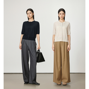 时尚 Chicnine 圆领开衫 打底羊毛针织衫 宽松 一排扣精仿针织短袖