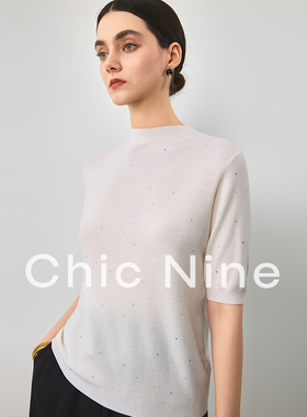 Chicnine | 中袖精仿羊毛衫女五分袖针织衫打底衫宽松修身显瘦