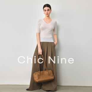 轻软通勤衫 Chicnine 修身 针织衫 打底高级上衣 精仿羊毛无缝中袖