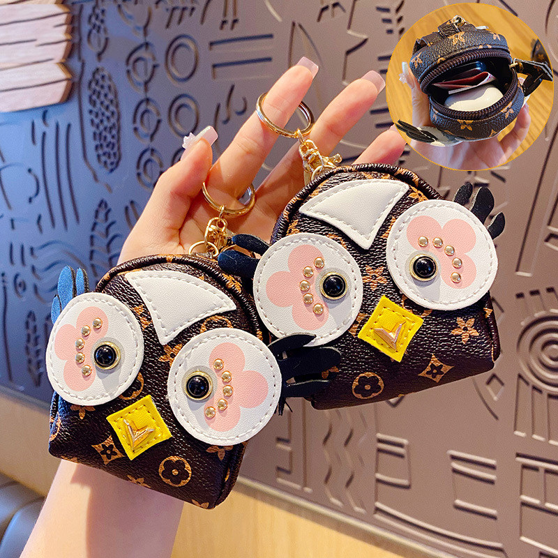 韩版网红LVs小钱包可爱少女心猫头鹰迷你小书包式学生钥匙零钱包