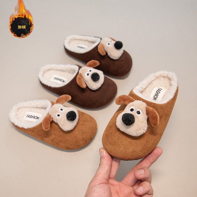 女童休闲包头外穿毛毛鞋2025冬季新款软底勃肯半拖鞋加绒男童棉拖