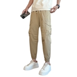 春夏新款休闲束脚口袋工装裤男纯色小脚痞帅九分裤男1003-1A86P55，男装休闲裤，星座1003-1