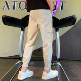 新款春夏男生修身九分裤时尚男士小脚裤按扣裤子1003-1.A28P48，男装休闲裤，星座1003-1