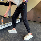新款束脚裤刺绣裤子男韩版潮流男裤修身小脚休闲长裤1003-1A22P65，男装休闲裤，星座1003-1