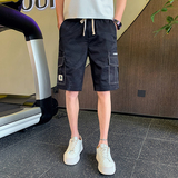 新款男生社会小伙工装裤男士短裤印花时尚修身裤子1003-1A25P48，男装休闲裤，星座1003-1