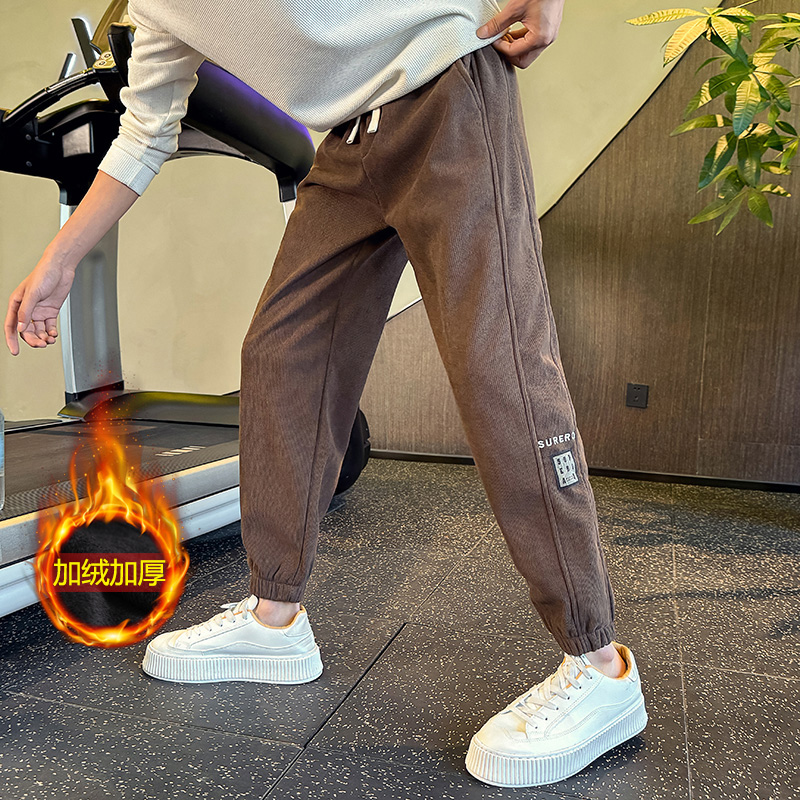 冬季新款男生保暖运动裤美式男士修身小脚裤长裤1003-1A65P58，男装休闲裤，星座1003-1