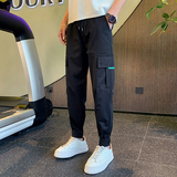 秋季新款男生潮流工装束脚裤男士修身小脚裤长裤1003-1A28P48，男装休闲裤，星座1003-1