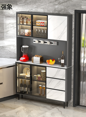 岩板餐边柜高柜一体靠墙窄柜薄款厨房多功能收纳餐具置物酒柜G183