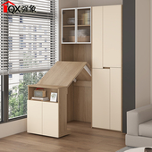 折叠书桌书柜一体转角学习办公桌阳台收纳柜电脑桌家用小户型Y21