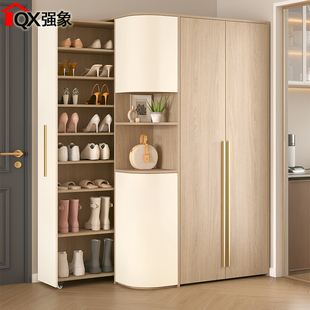 入户抽拉伸缩鞋 柜玄关柜一体储物挂衣家用门口家政收纳柜定制N78