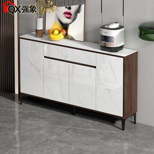 轻奢岩板餐边柜窄型薄柜30cm现代简约客餐厅多功能储物柜子G60