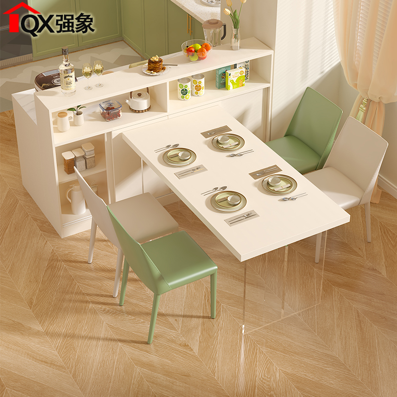 奶油风吧台桌隔断柜柜台桌定制