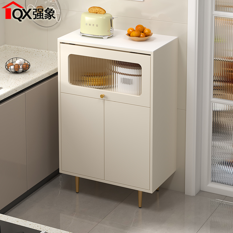 奶油风岩板小餐边柜客厅厨房边柜