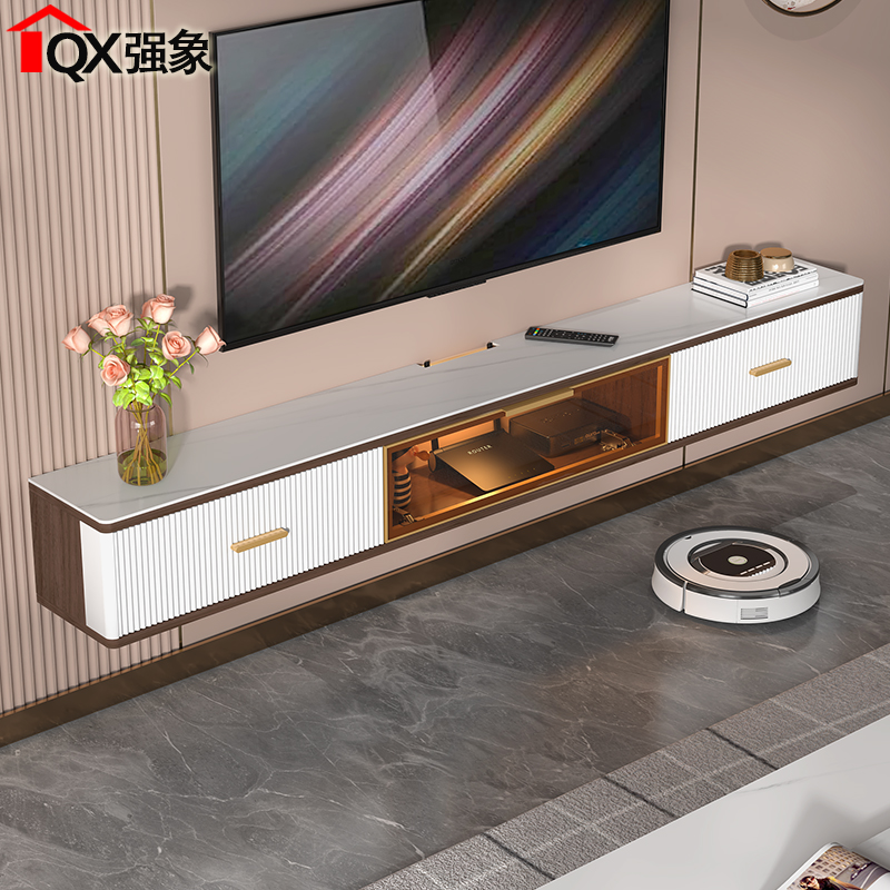 轻奢岩板电视柜壁挂式 现代简约悬空客厅影视挂墙柜小户型吊柜D39