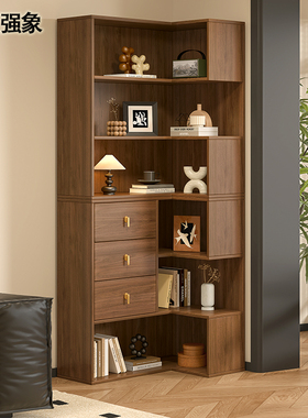 转角书柜墙角展示柜拐角置物柜客厅角柜收纳储物柜落地书架F115