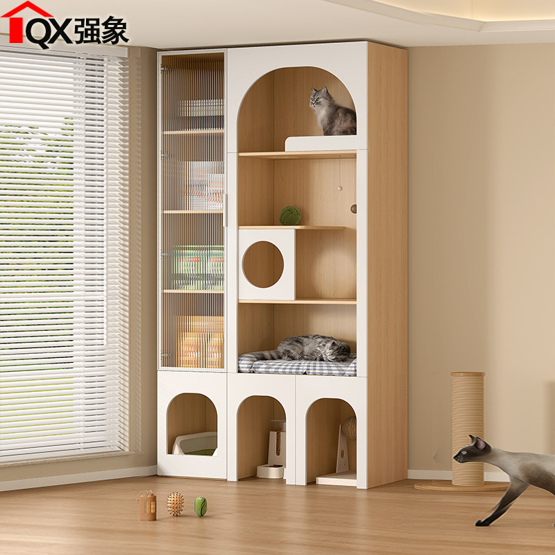 猫窝柜子一体收纳置物柜猫别墅阳台定制家用室内分区豪华猫屋Y25,住宅家具,阳台柜,淘宝优惠券,粉丝福利购,淘宝优惠卷
