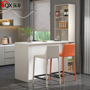 奶油风岩板客餐厅岛台餐桌吧台隔断储物柜轻奢厨房开放中岛台G200